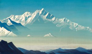 "Mount of five treasures (Two worlds)" by Nicholas Roerich, 1933