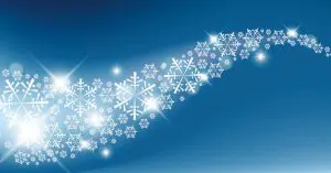 白い雪片と青い背景（イラスト）