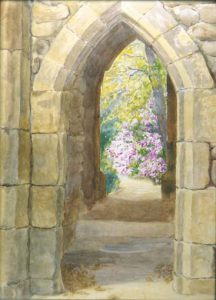 石の門と庭園の絵画