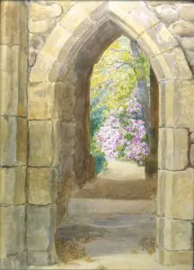 石の門と庭園の絵画