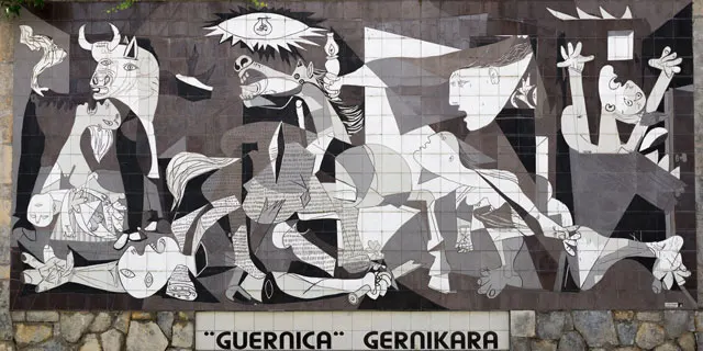 スペインのゲルニカ市にある、絵画『ゲルニカ』を複製した実物大のタイル画
