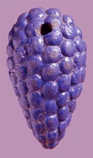 青紫のファイアンス陶器、高さ10.9cm