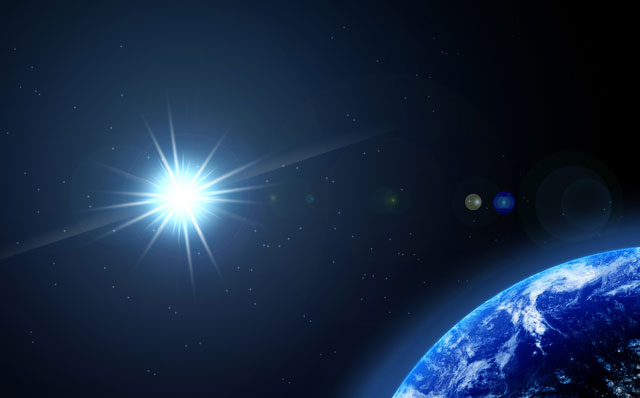 太陽と地球（宇宙のエッセンスのイメージ）
