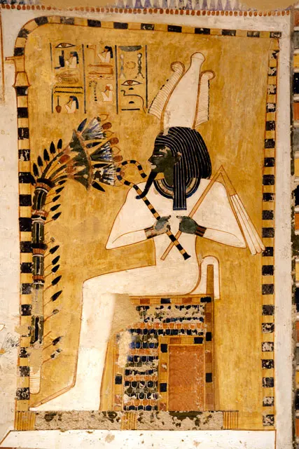 エジプト・ルクソールのメンナの墓にあるオシリス神の壁画