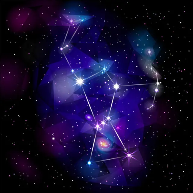 オリオン座付近の星の配置のイラスト