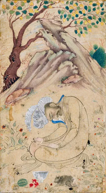 ある風景の中で忘我の状態にあるスーフィー。サファヴィー朝ペルシャ、イスファハン（1650～ 1660年頃）