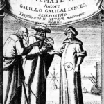 ガリレオの『天文対話』の扉絵。アリストテレス、プトレマイオス、コペルニクスが議論している