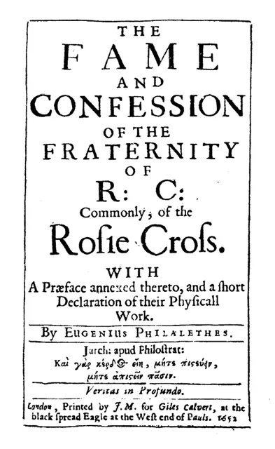 トマス・ヴォーンによる『ファーマ』と『コンフェシオ』の英語翻訳版の表紙（1656年）
